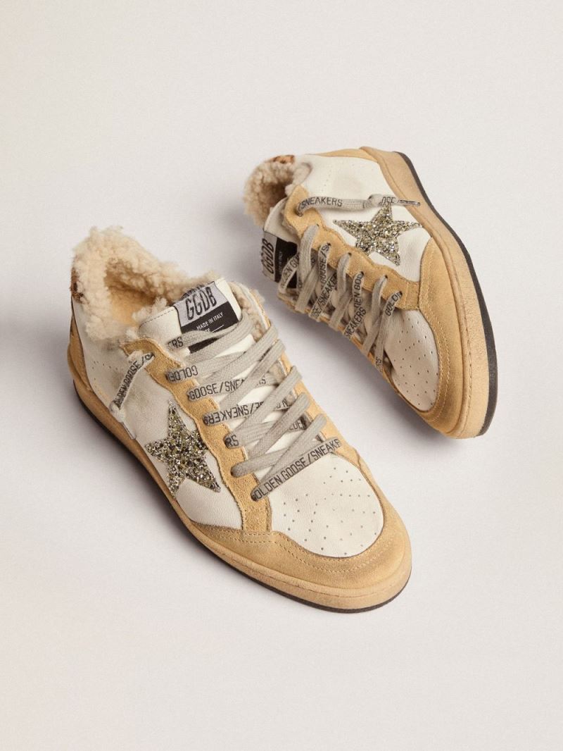 Golden Goose Ball Star Ball Star sneakers in white nappa leather with  platinum-colored glitter star and shearling lining Rebajas - Zapatillas  Mujer Blancas