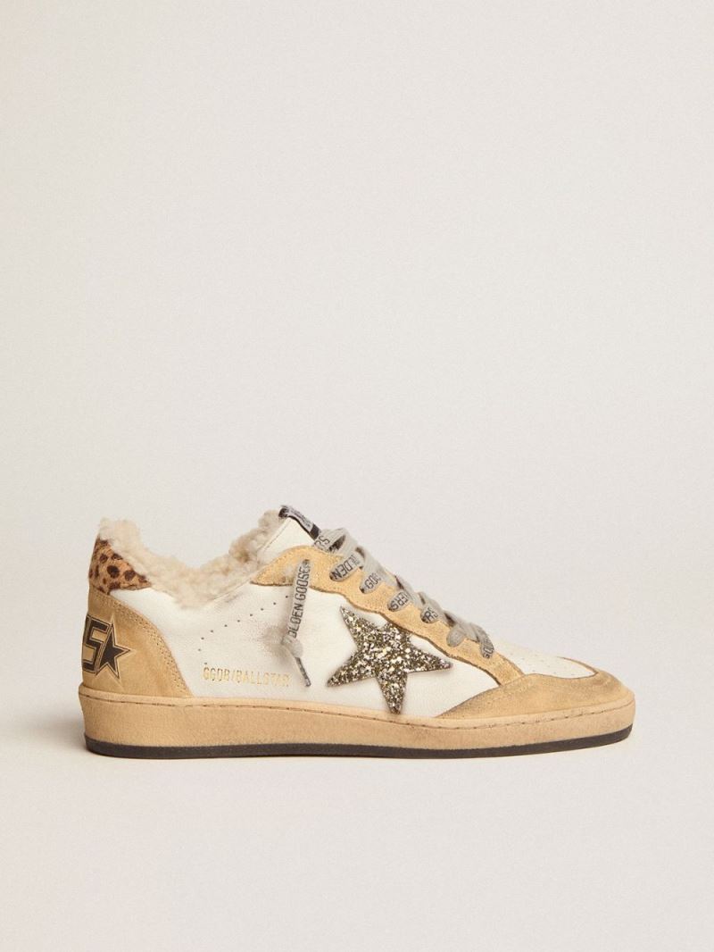 Golden Goose Ball Star Ball Star sneakers in white nappa leather with  platinum-colored glitter star and shearling lining Rebajas - Zapatillas  Mujer Blancas